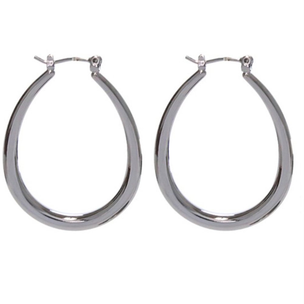 Silver Metal Hoop Earrings